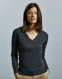 photo of Ladies' V-Neck Knitted Pullover - 710F