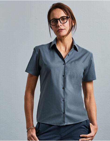 Photo of 935F Ladies' Short Sleeve Polycotton Easy Care Poplin Shirt
