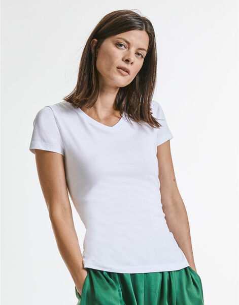 Photo of R103F Russell Ladies Pure Organic V-Neck Tee
